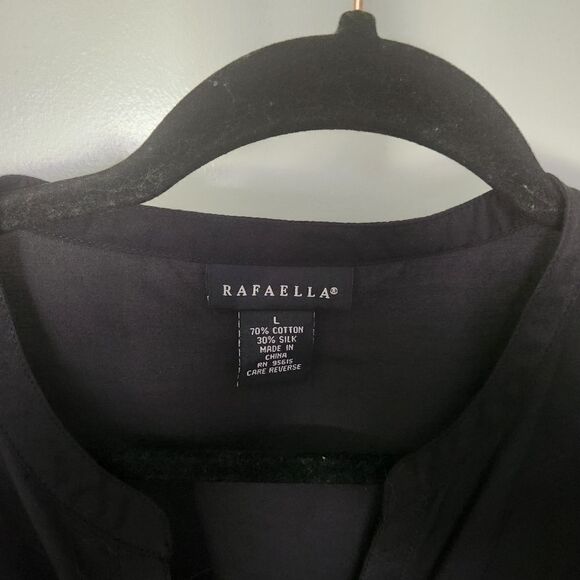 Rafaella Womens VINTAGE Silk Blend Deep V-Neck Button Front Cap Sleeve Top Large - Picture 4 of 5